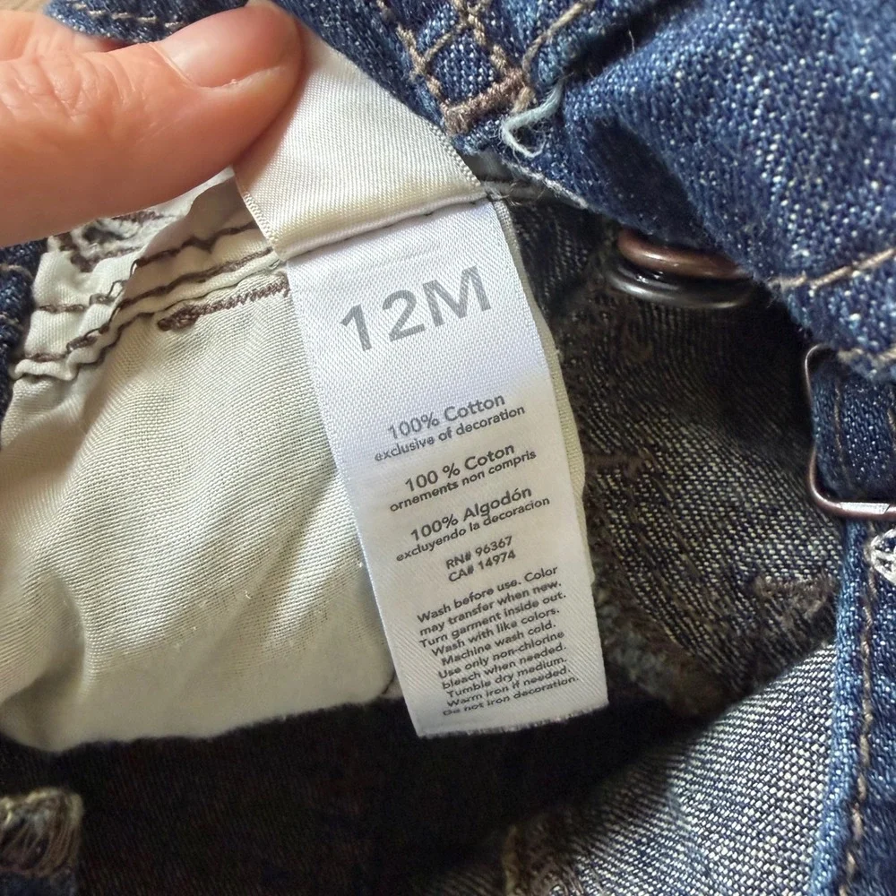 OshKosh Bgosh‎ size 12 months Denim Football Embroidered Vestbak Overalls Boys